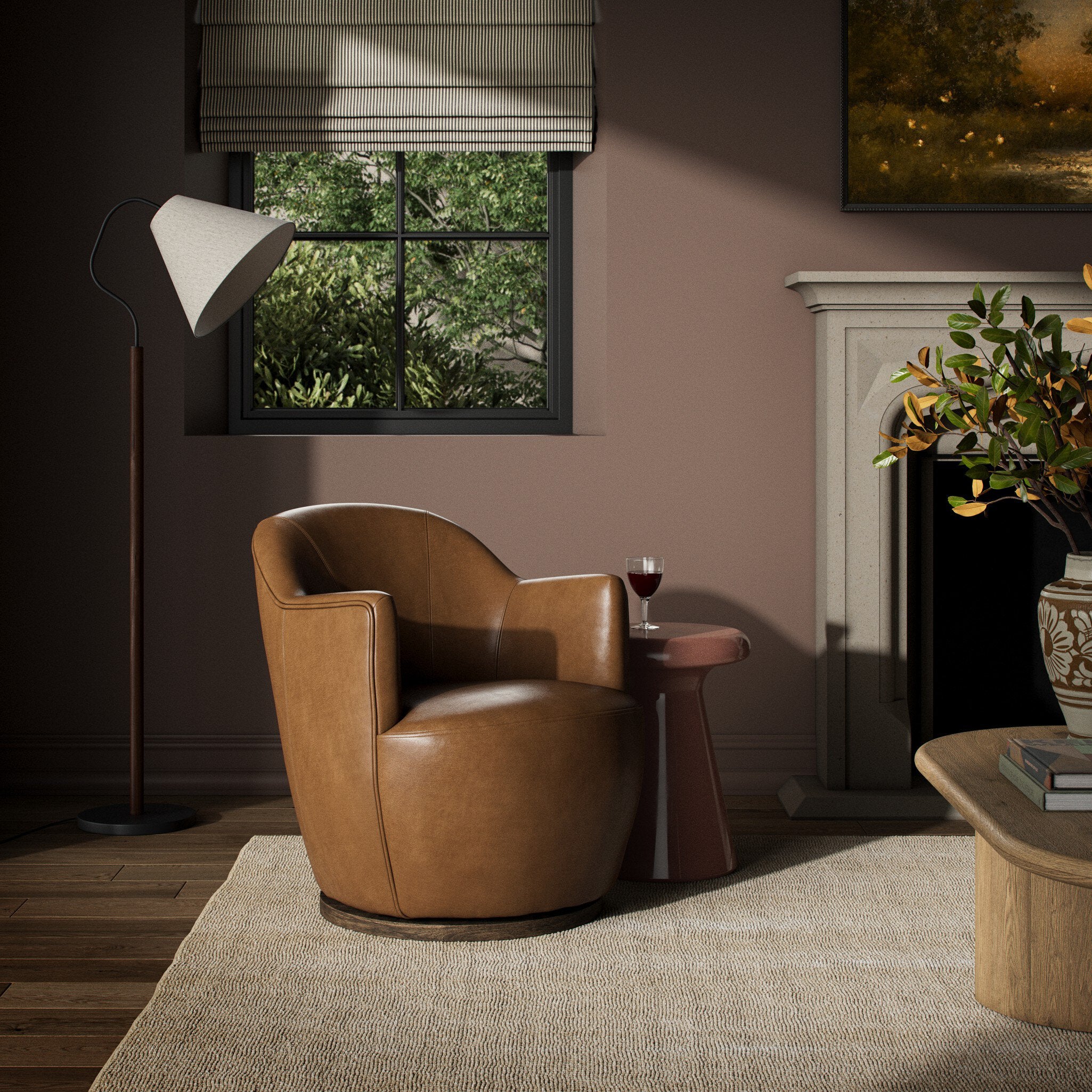 Allagash Swivel Chair - Butterscotch LEATHER