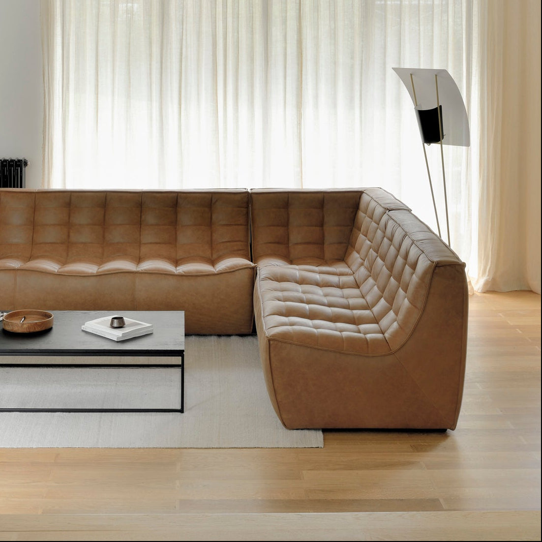 Modern Modular 90° Square Corner Leather Sofa