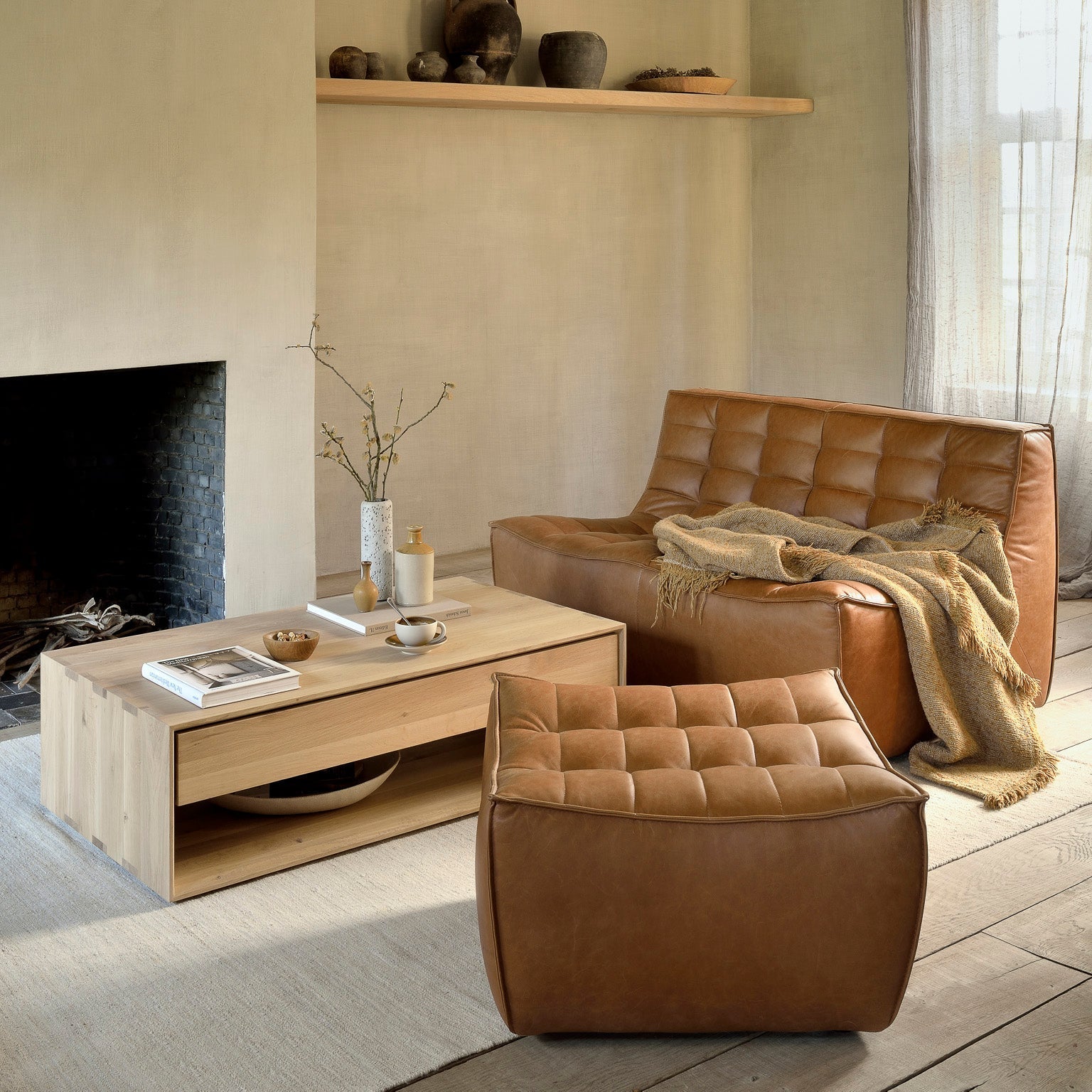 Modern Modular Leather Ottoman