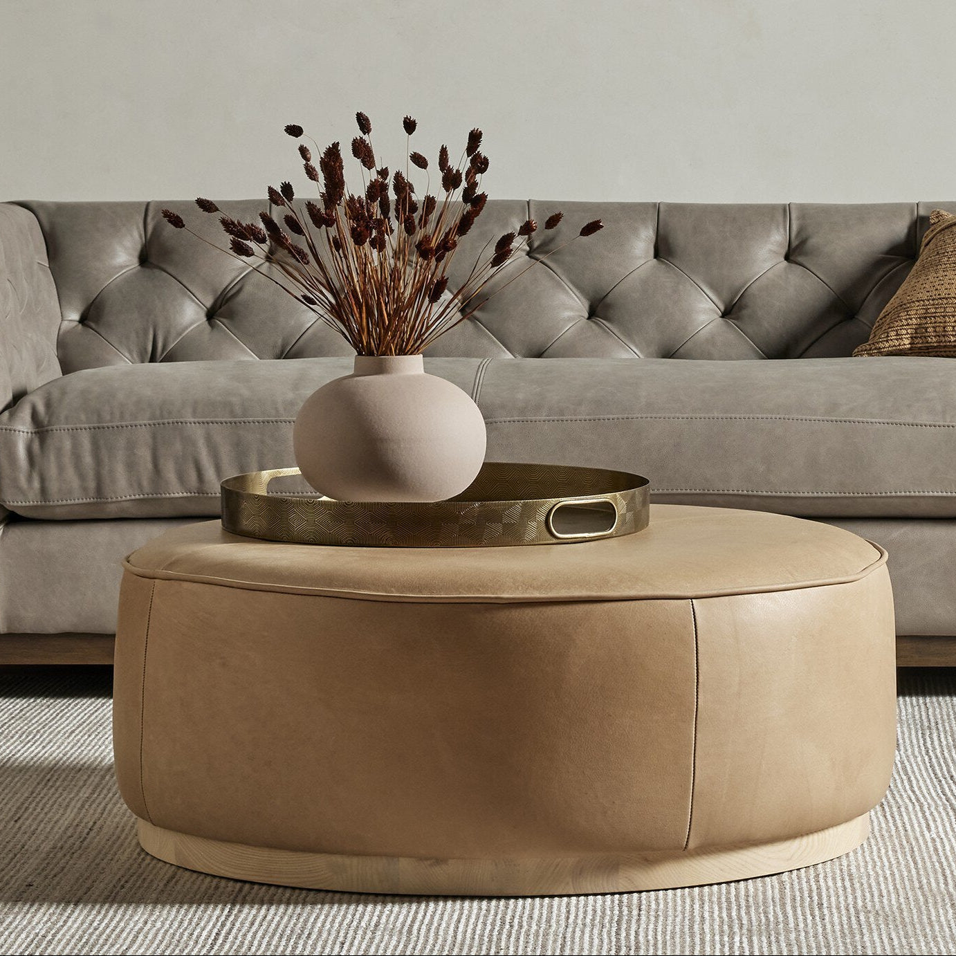 Scarborough Large Ottoman | Burlap