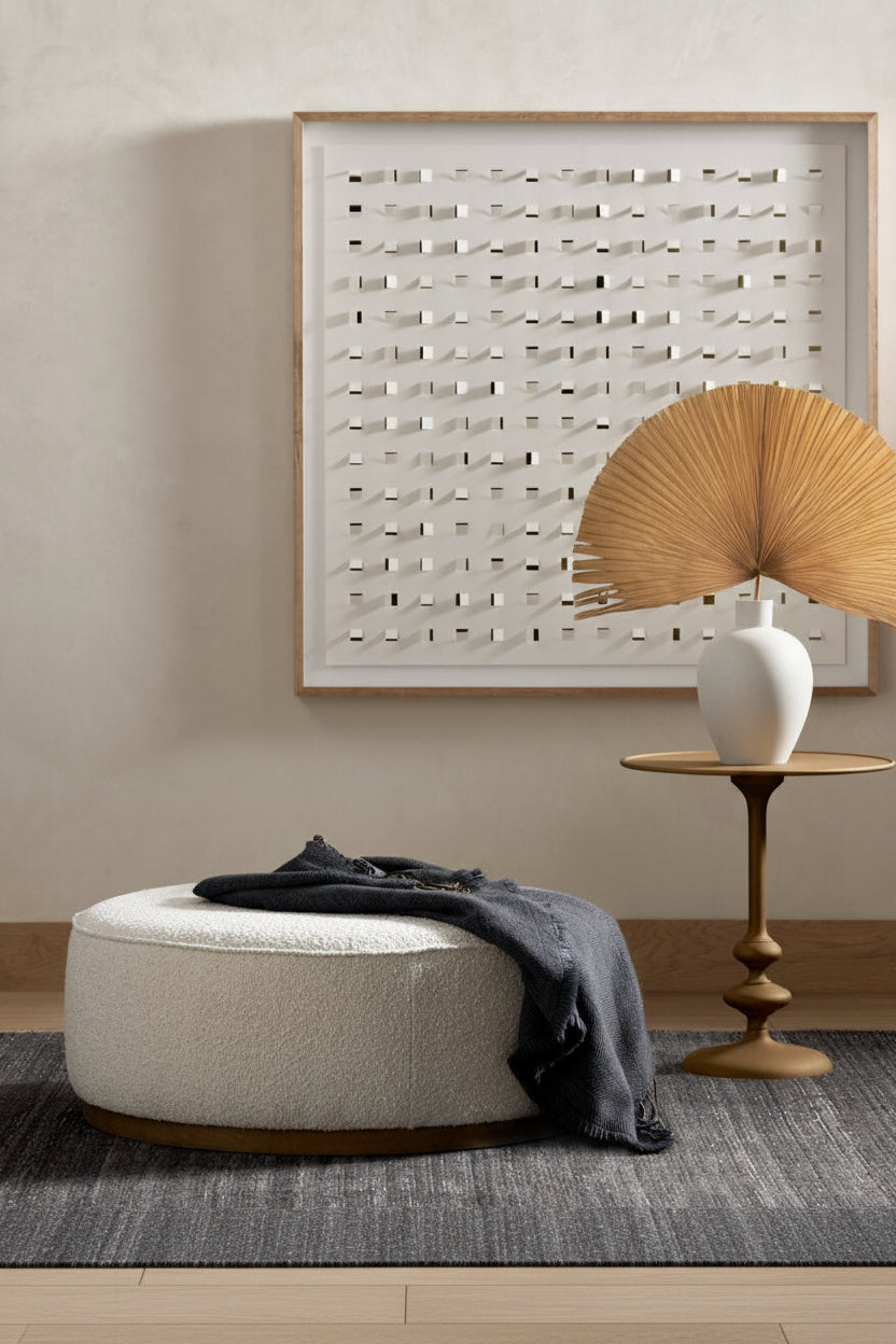 Scarborough Large Ottoman | Cream Boucle