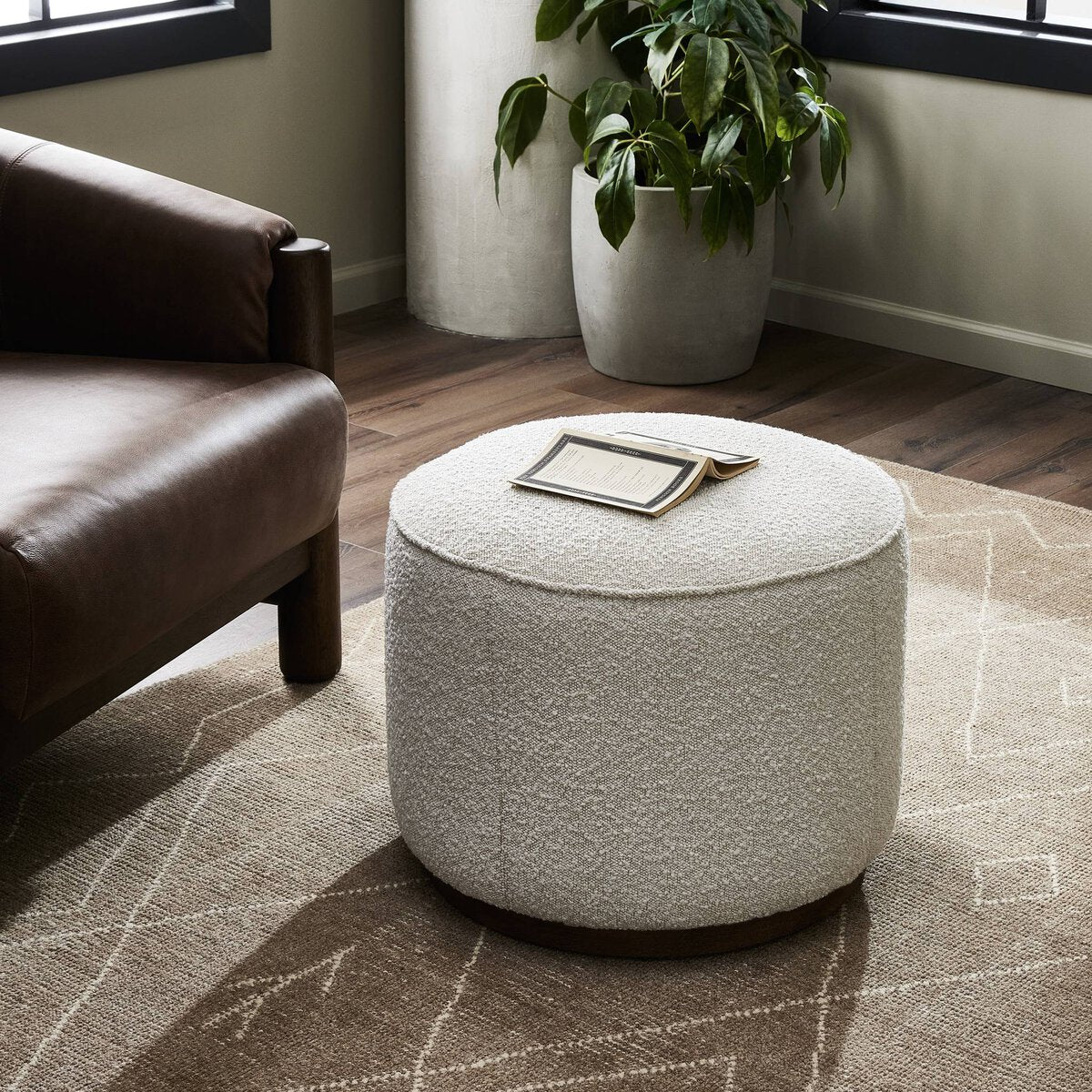 Scarborough Small Ottoman | Cream Boucle