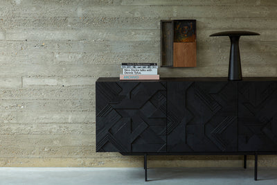 Geo Black Teak Sideboard 66"