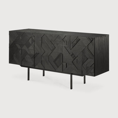 Geo Black Teak Sideboard 66"