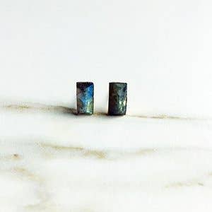 Labradorite Rectangle Studs