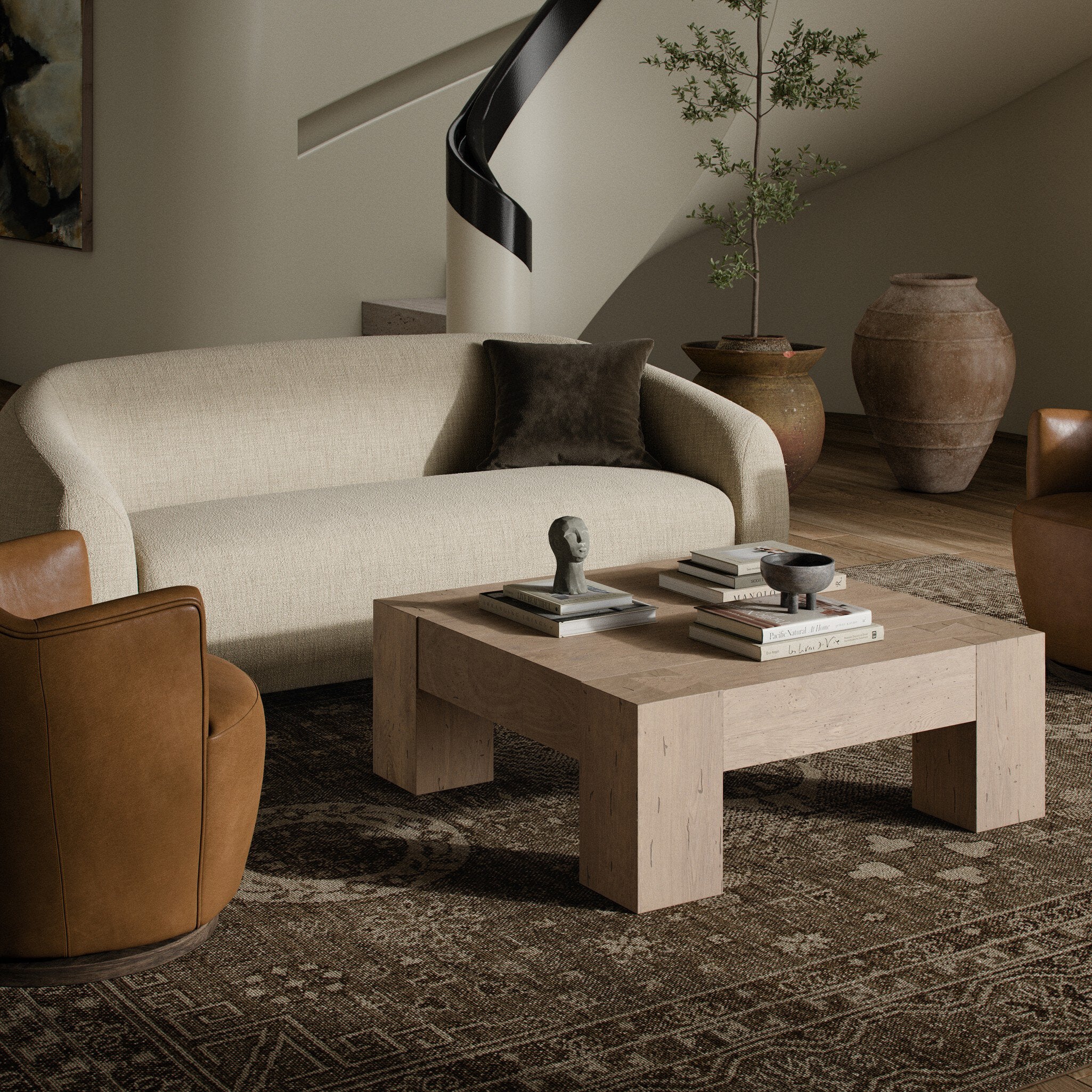 Abbot Whitewash Coffee Table - Medium