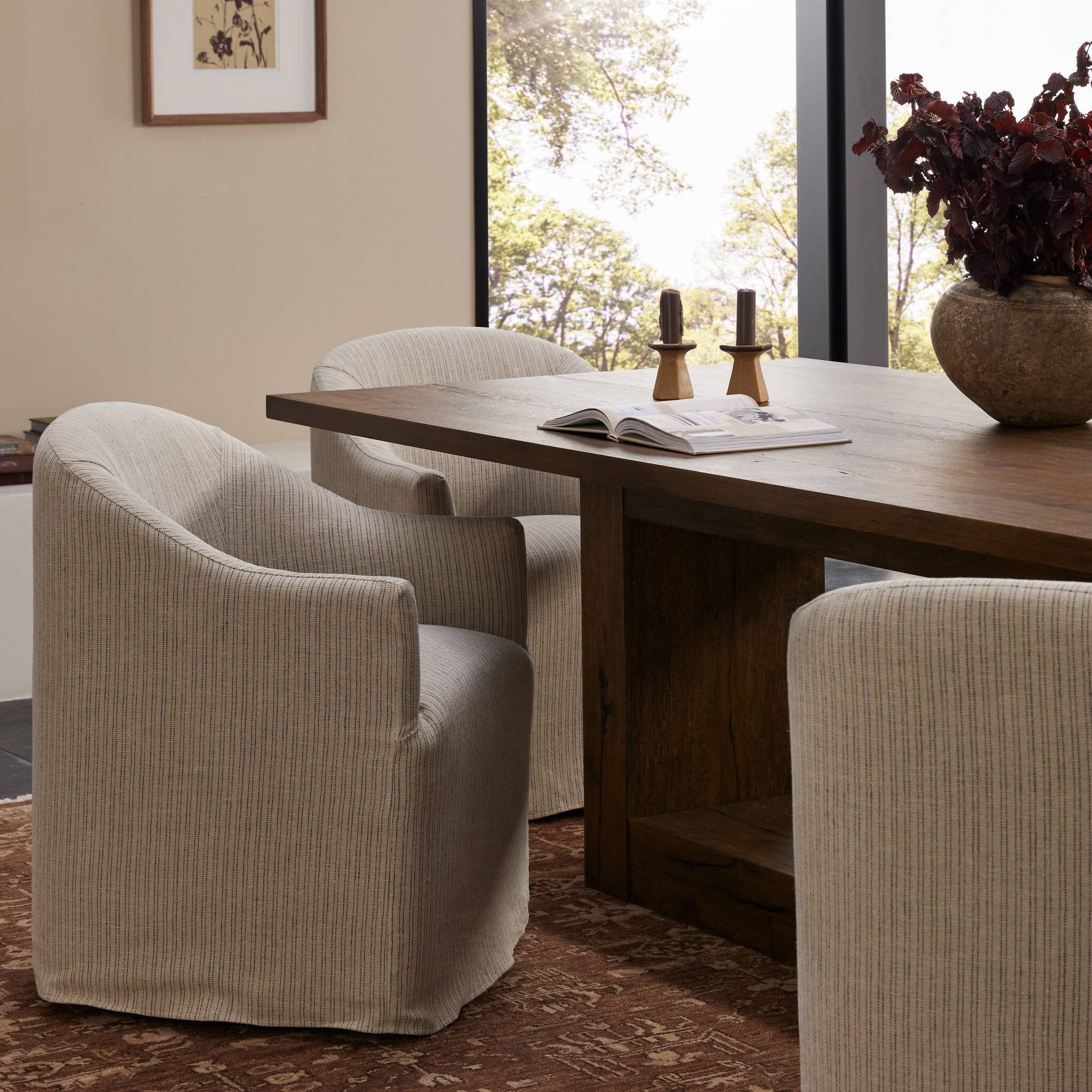 Ashland Dining Chair on casters - Laine Navy