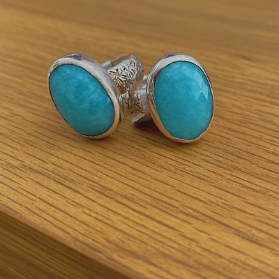 Sterling and Faceted Amazonite Ring