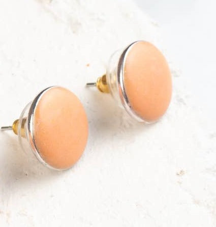 Everyday Neutral Post Earrings: Antique Silver / Blush