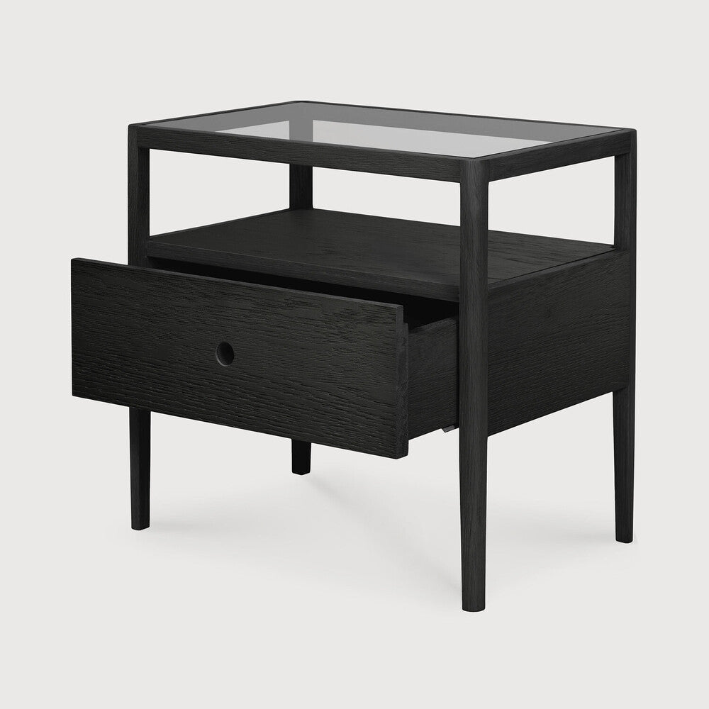 Finn Oak Black Bedside Table