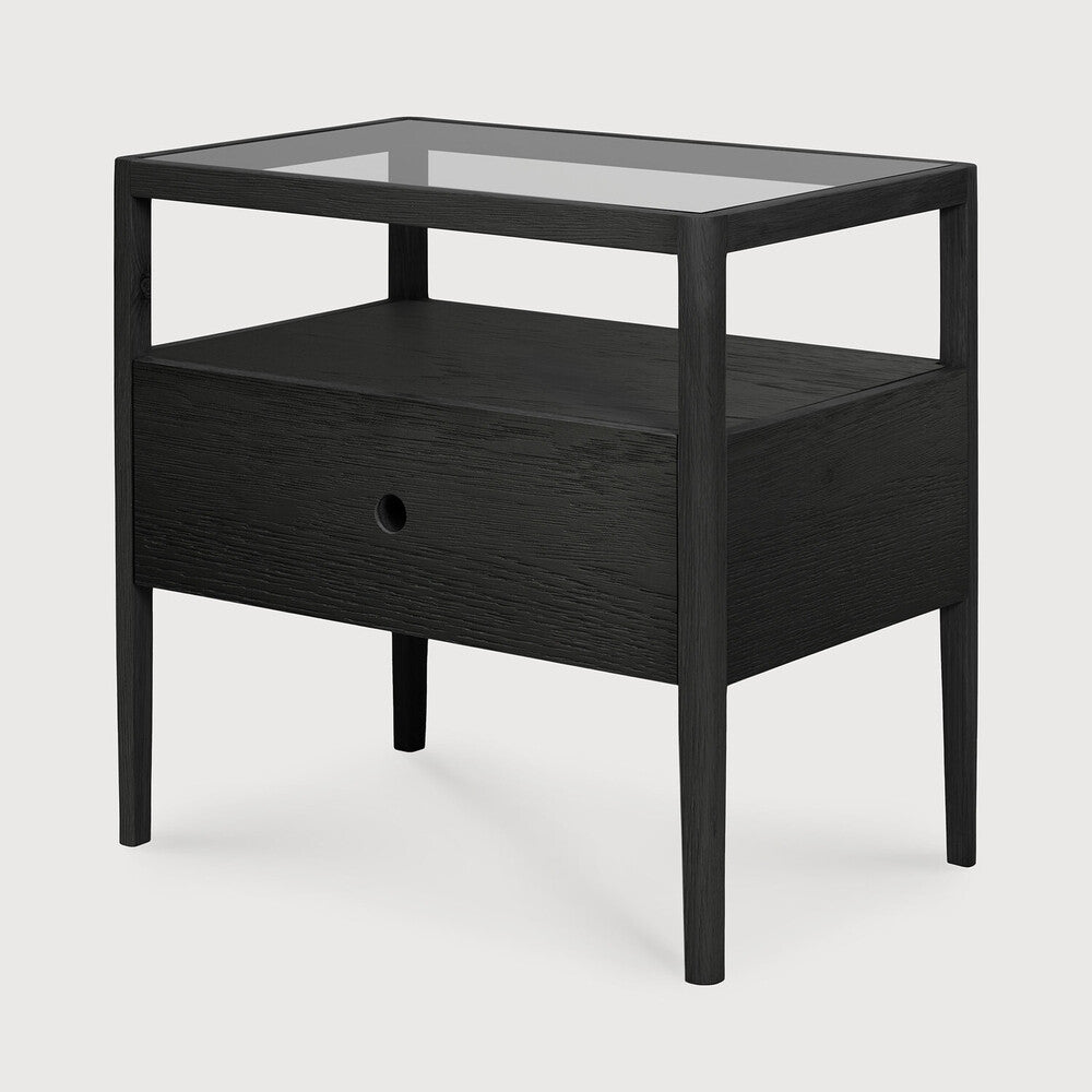 Finn Oak Black Bedside Table