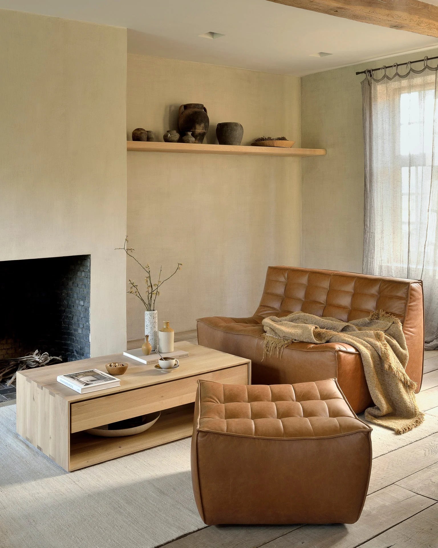 Modern Modular 2 Seater Leather Sofa