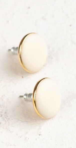 Everyday Neutral Post Earrings: Antique Gold / Ivory
