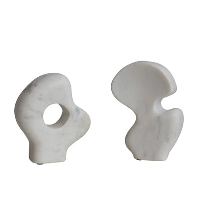 Decorative Abstract Marble Sculptures, Set of 2