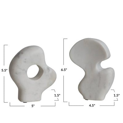Decorative Abstract Marble Sculptures, Set of 2