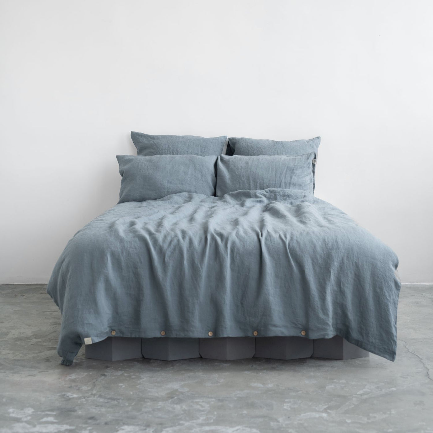 Linen Duvet Set: Blue Fog