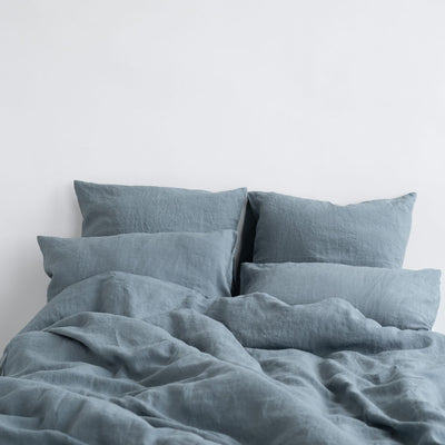 Linen Duvet Set: Blue Fog