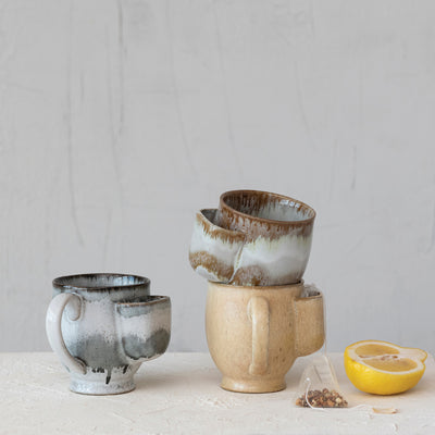 Glazed Stoneware Mug w/ Tea Bag Holder