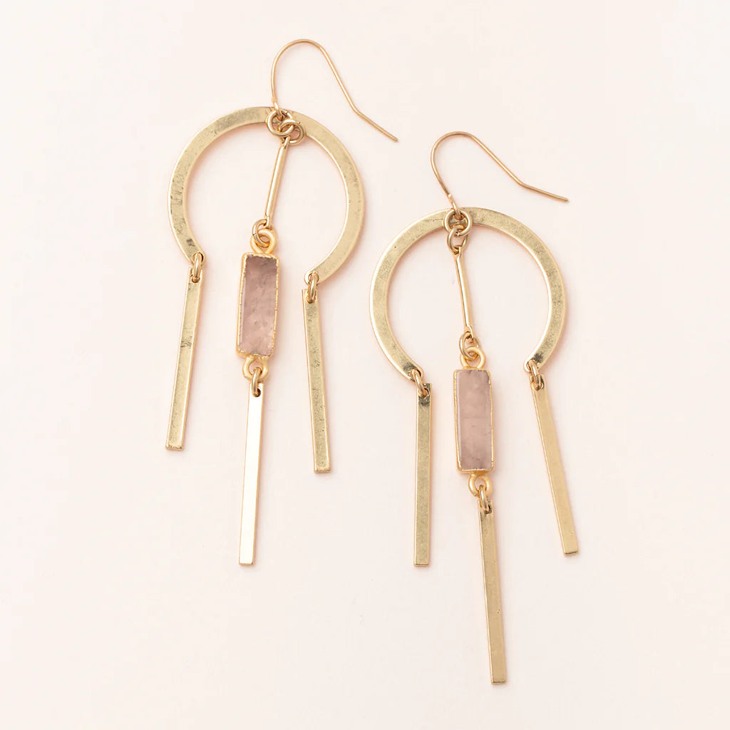 Dream Stone Earrings: Rose Quartz & Gold