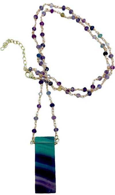 Fluorite Slice Pendant Necklace