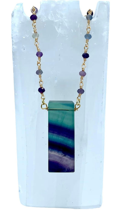 Fluorite Slice Pendant Necklace