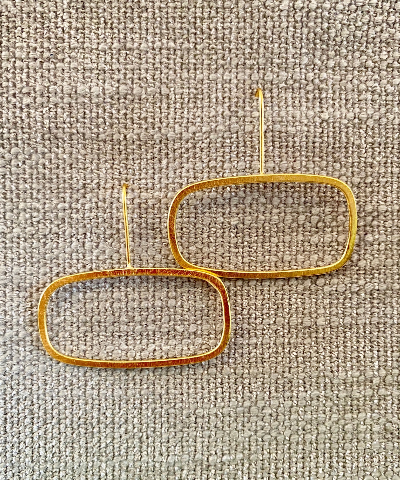 Gold Horizontal Rectangle Earrings - Large