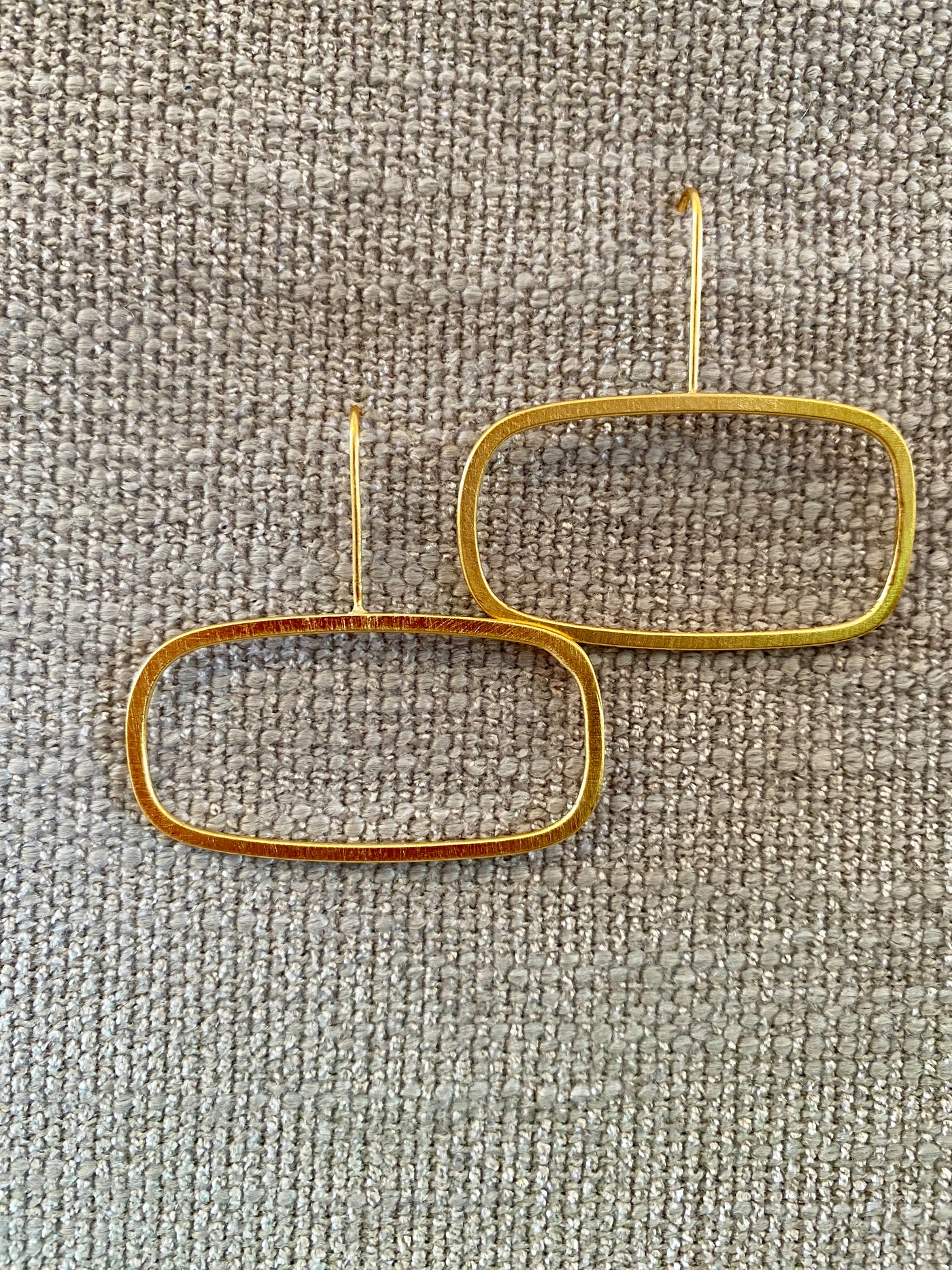 Gold Horizontal Rectangle Earrings - Large