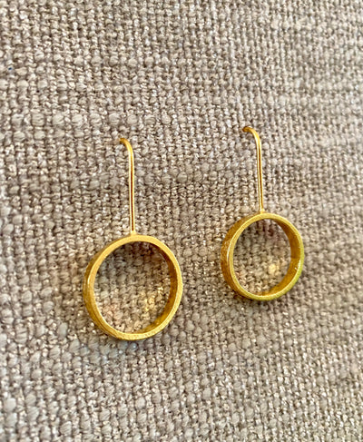 Gold Edge Circle Earrings - Small
