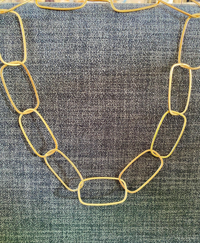 Gold Long Rectangles Necklace - 18"