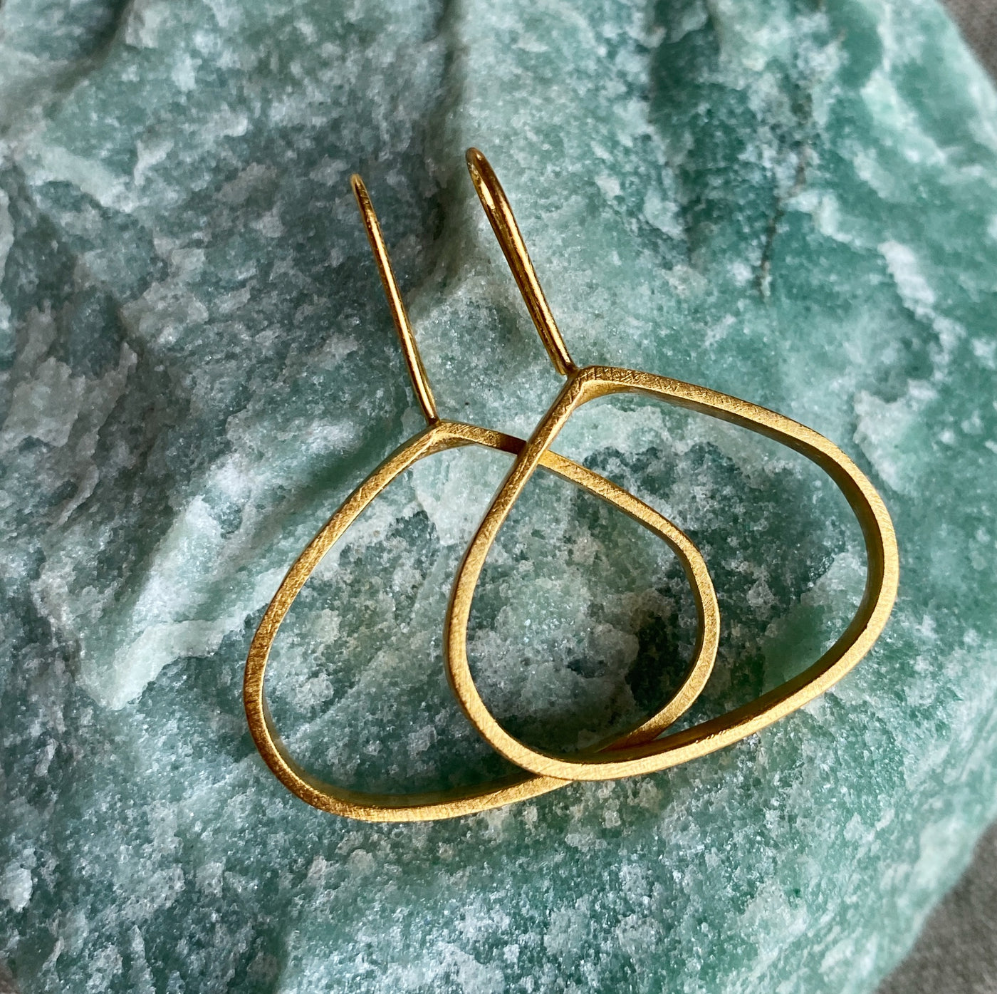 Gold Flat Drop Earrings - Medium