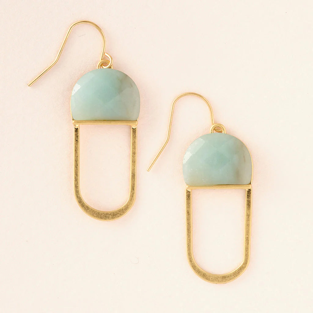 Stone Chandelier Earrings: Amazonite & Gold