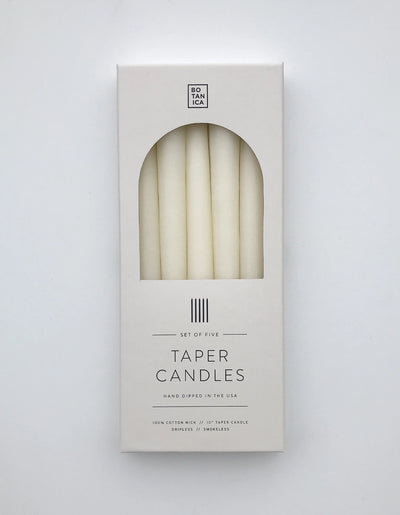 Natural White Taper Candles | Set of 5