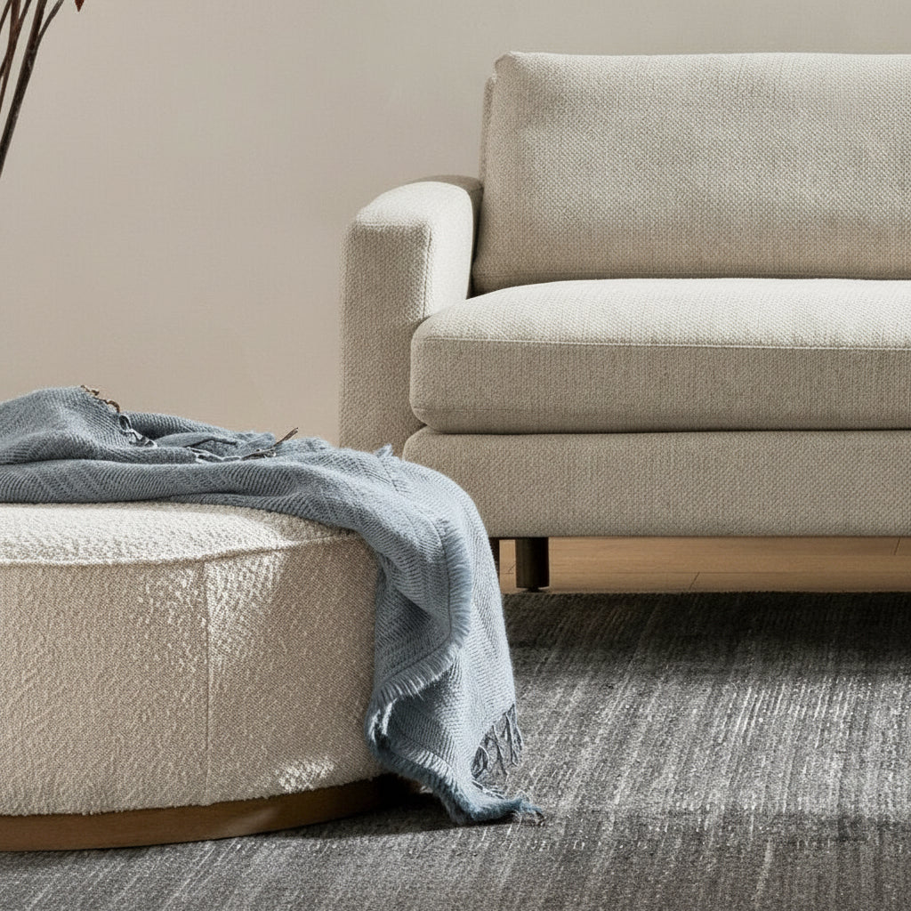 Scarborough Large Ottoman | Cream Boucle