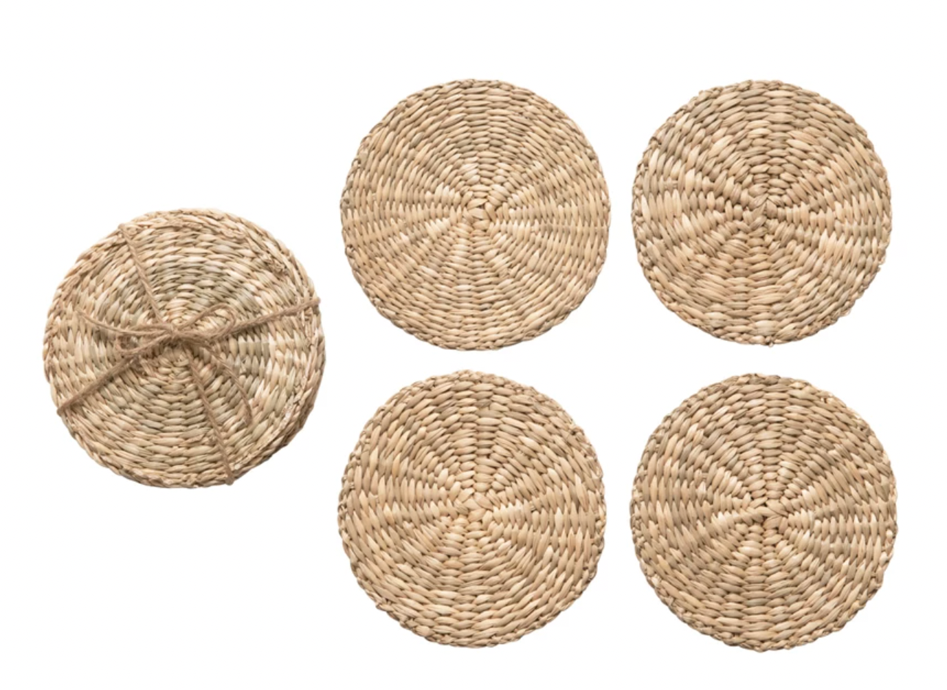 Hand-Woven Seagrass Coasters, Set of 4