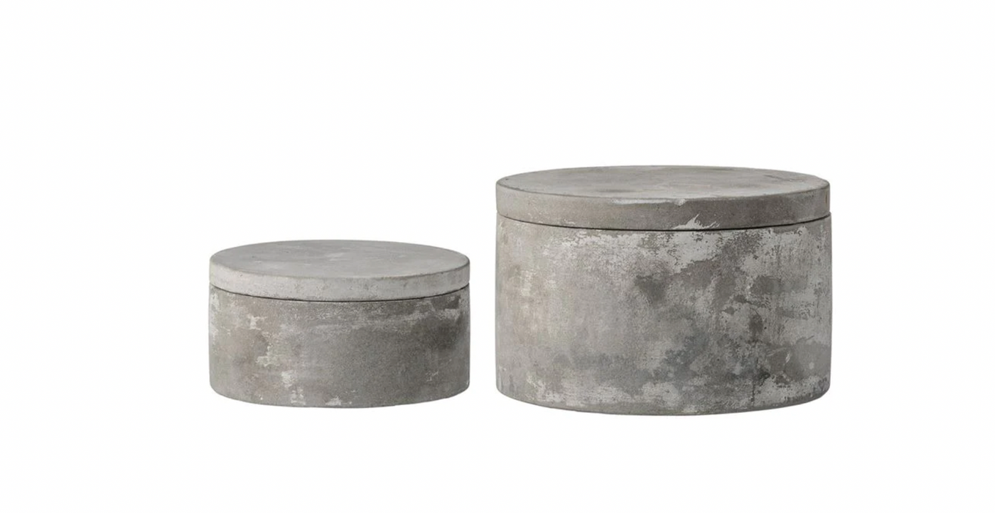 Set of 2 Cement Boxes w/ Lids