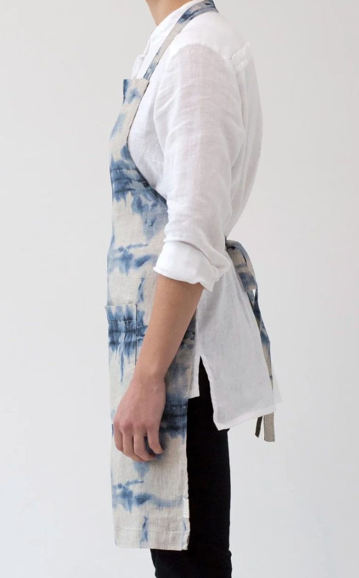 Tie Dye on Natural Linen Daily Apron