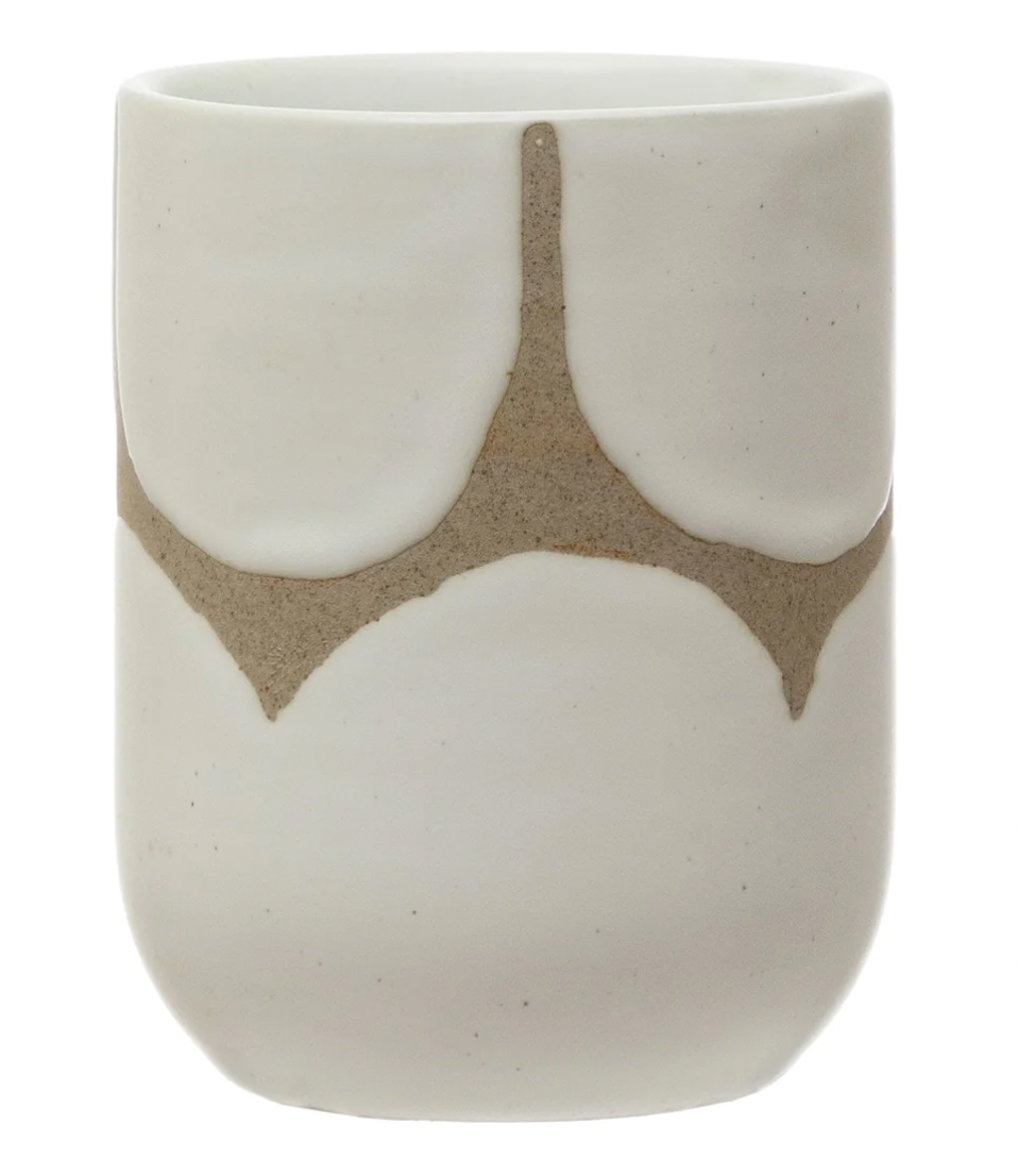 Hand-Painted Scallop Stoneware Cup