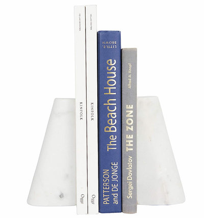 WHITE MARBLE BOOK ENDS