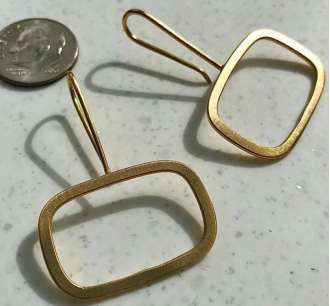 Gold Horizontal Rectangle Earrings - Small