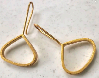 Gold Flat Drop Earrings - Medium