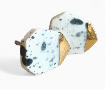 Studs - Geometric - Black Splatter + Gold