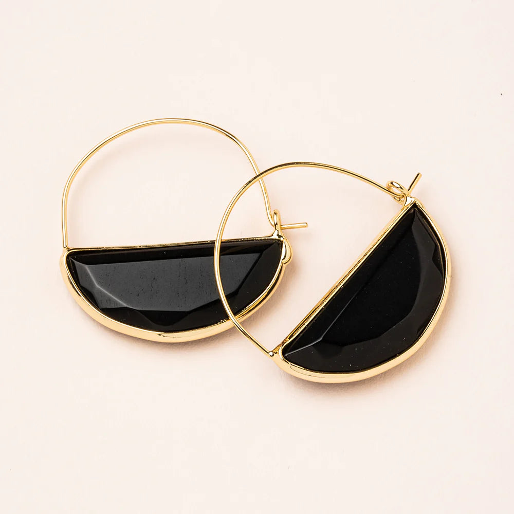 Stone Prism Earrings: Black & Gold