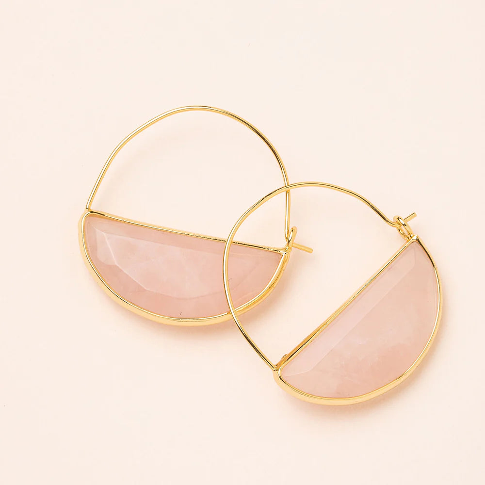 Stone Prism Earrings: Rose Quartz & Gold