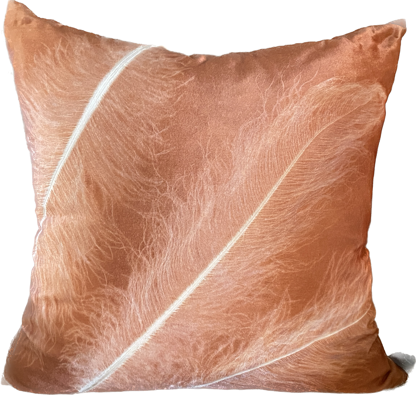Coral Velvet Feather Imprint Throw Pillow