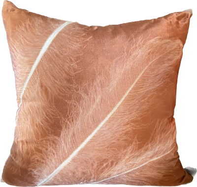 Coral Velvet Feather Imprint Throw Pillow