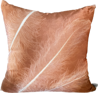 Coral Velvet Feather Imprint Throw Pillow Fiore Home