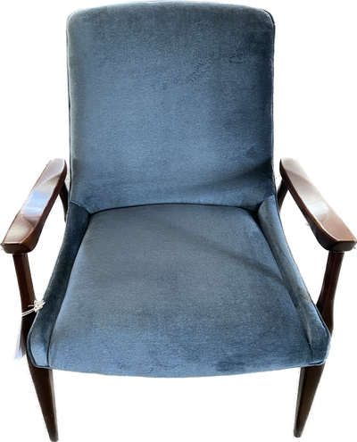 Blue Velvet Mid-Century Chair