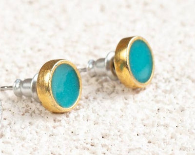 Itsy Vivid Post Earrings: Turquoise / Antique Gold