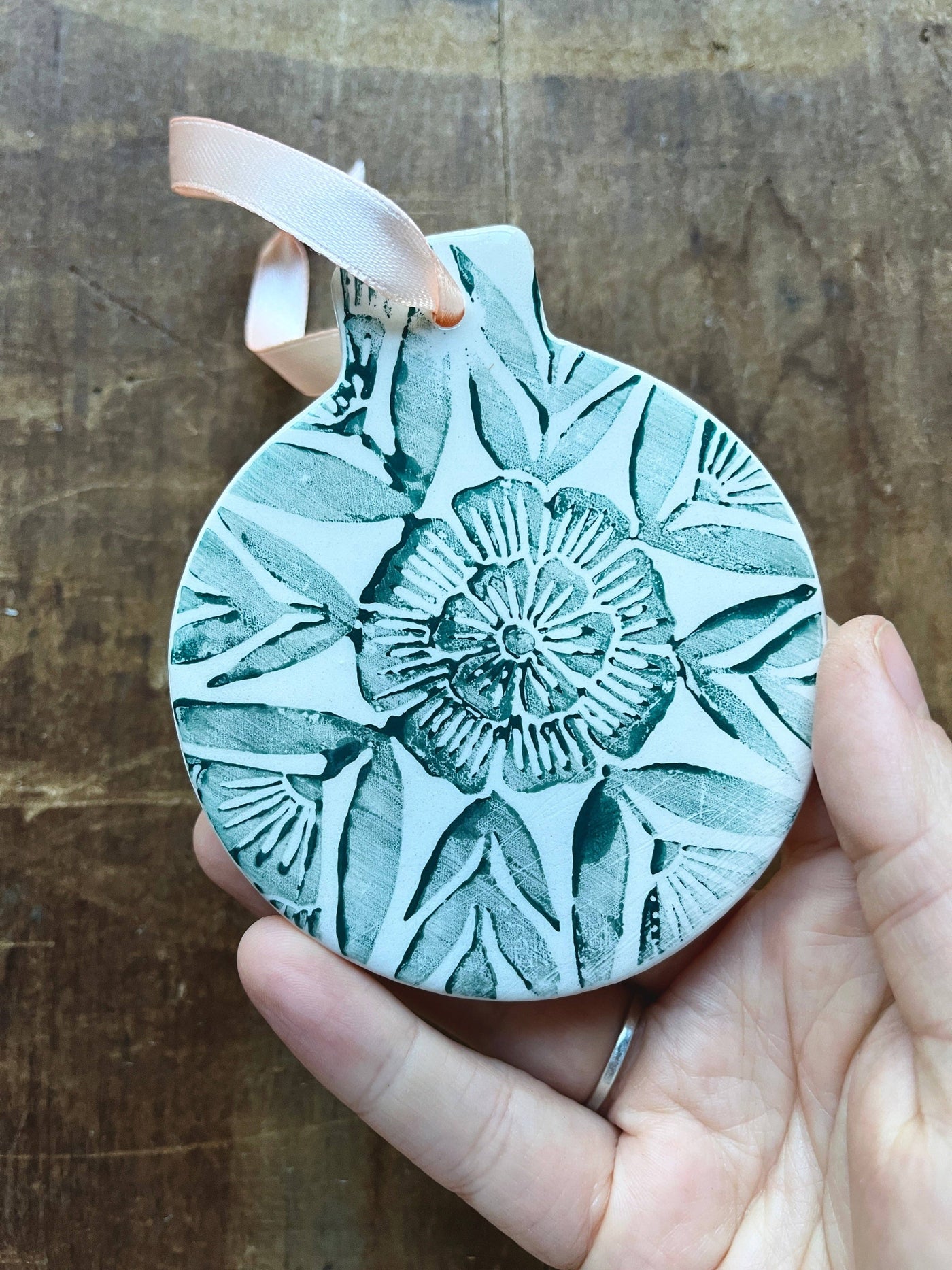 Block Printed Ceramic Ornament