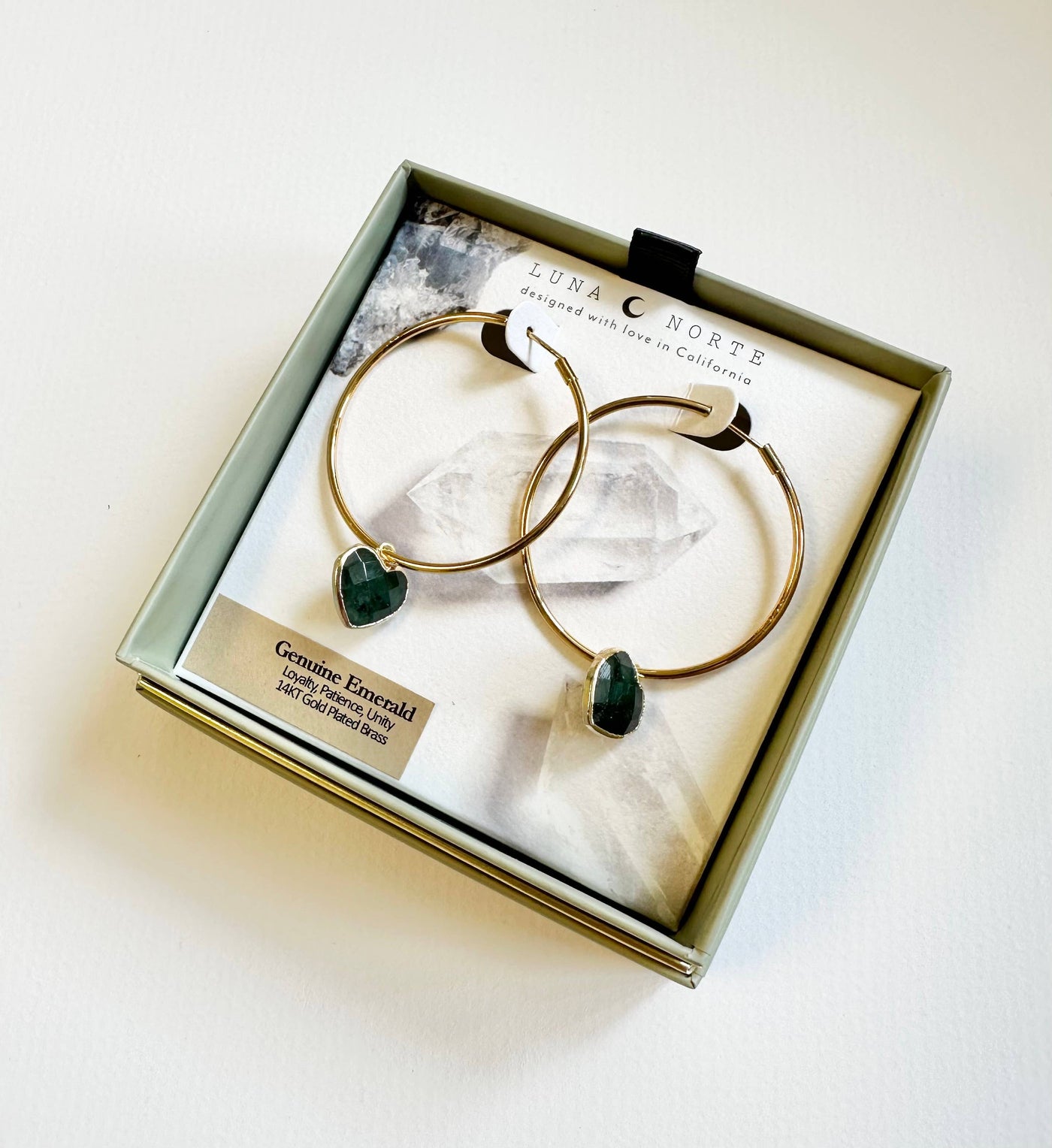 Conversation Heart Hoop Earrings - Emerald